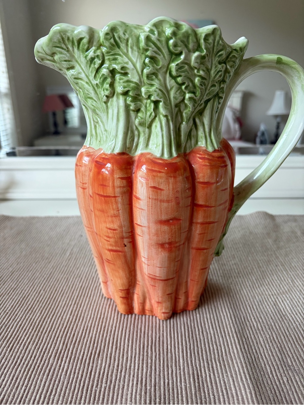 Fitz and Floyd Ceramic Carrot Bundle Pitcher in Orange and Green
